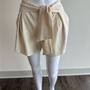 A LOVES A Tie Front Cream Dress Shorts